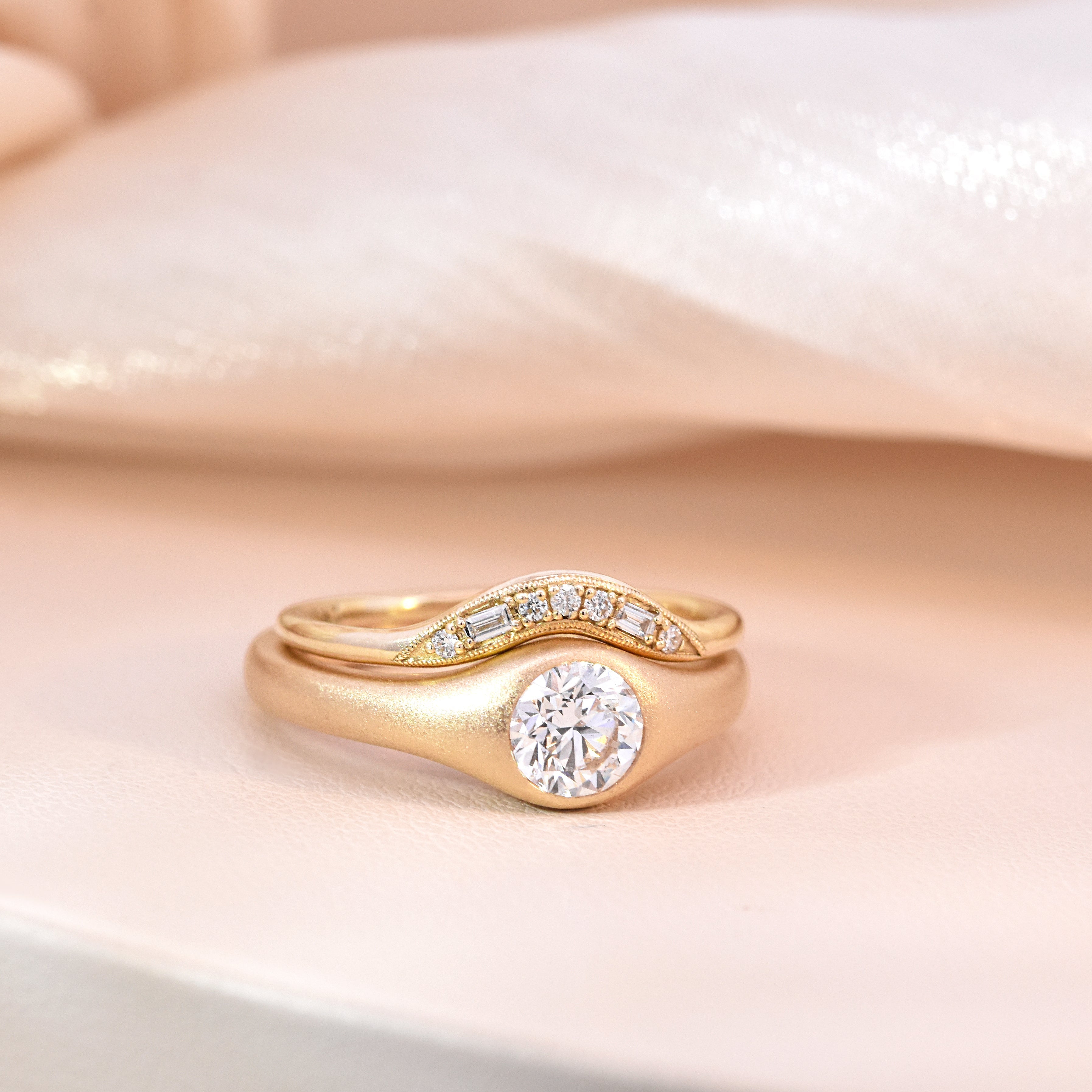 Rae .80ct Dome Flush Set White Diamond Engagement Ring