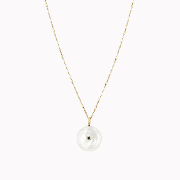 Reversible Black & White Diamond Pearl Disc Necklace