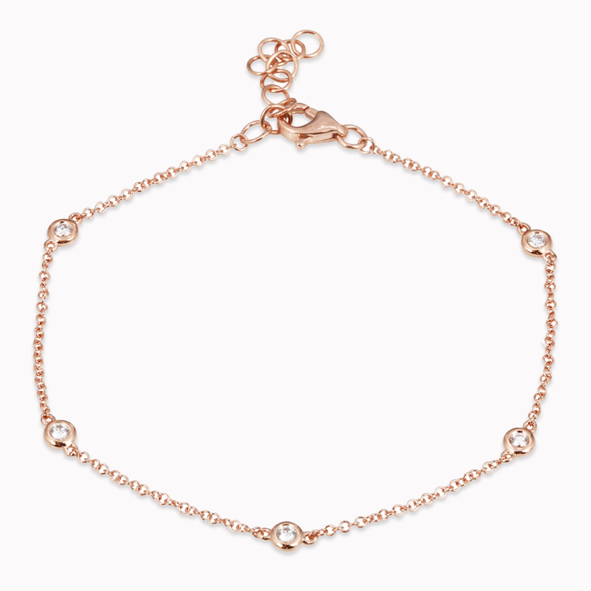 Rose Gold Bezel Diamond By The Yard Bracelet
