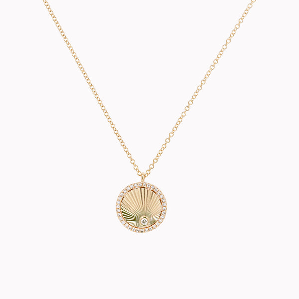 Halo Fluted Diamond Disc Pendant