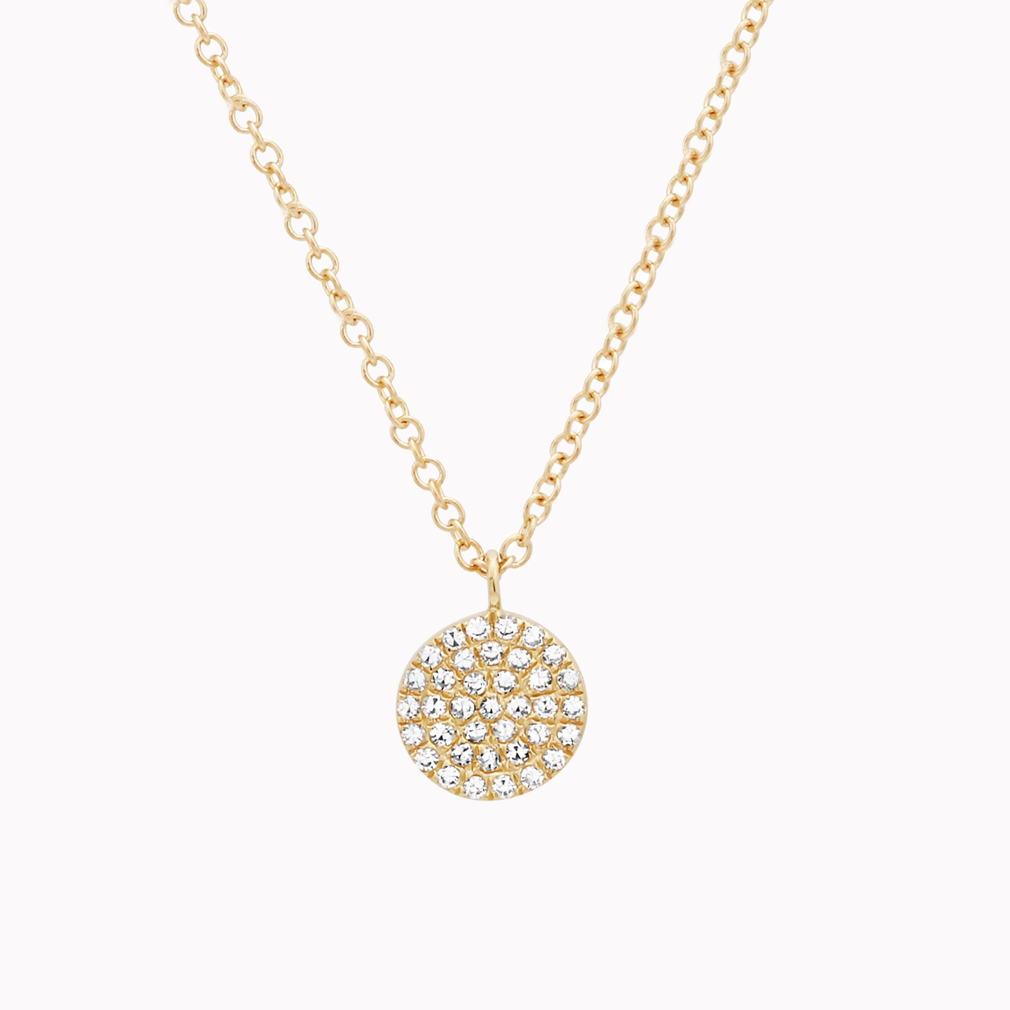 Round Melee Diamond Disc Pendant Necklace