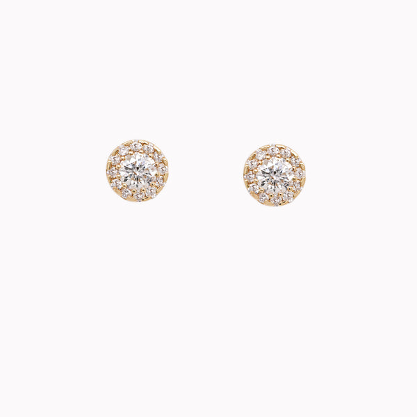 Round Pavé Diamond Halo Studs