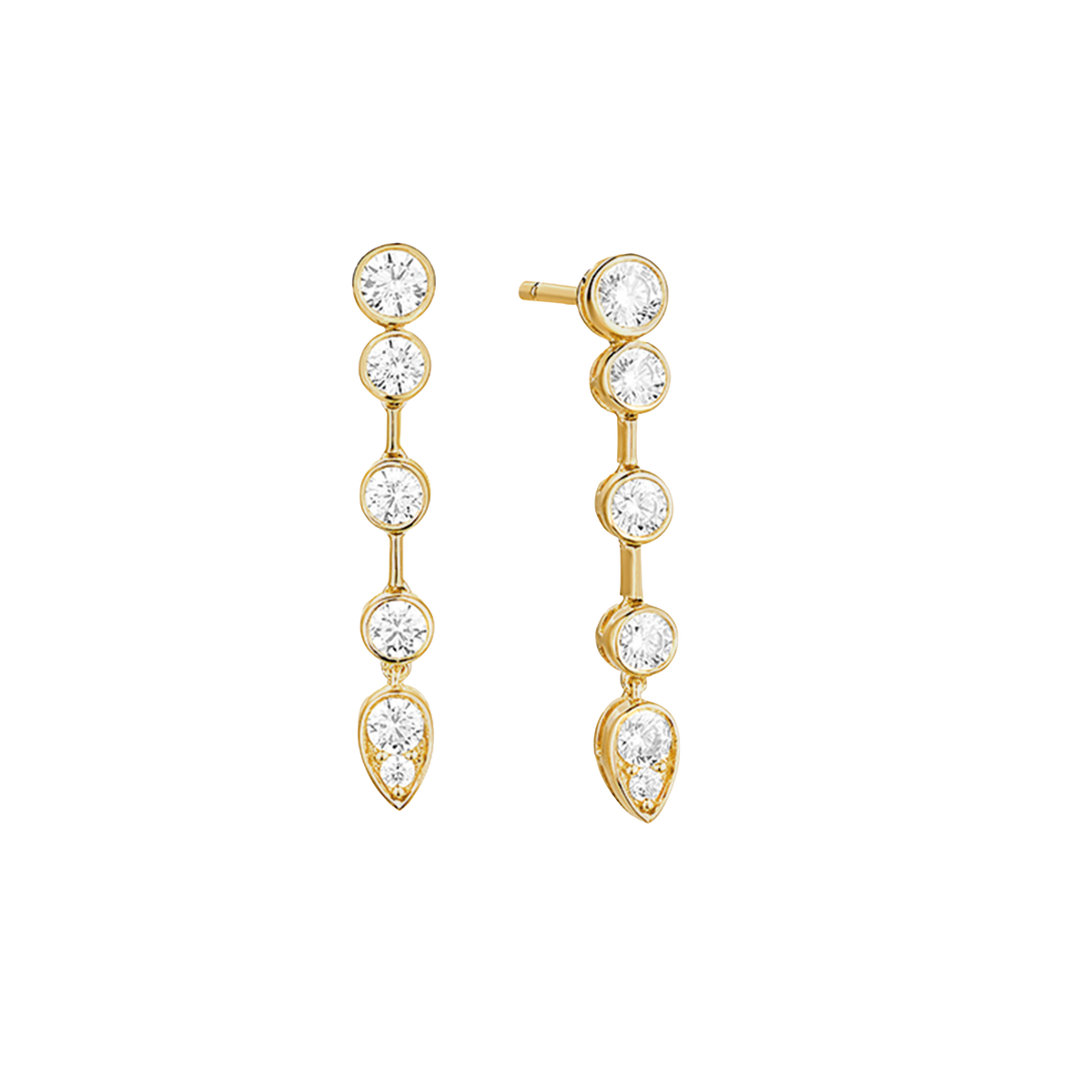 Bezel Diamond & Illusion Pear Knife Edge Drop Earrings