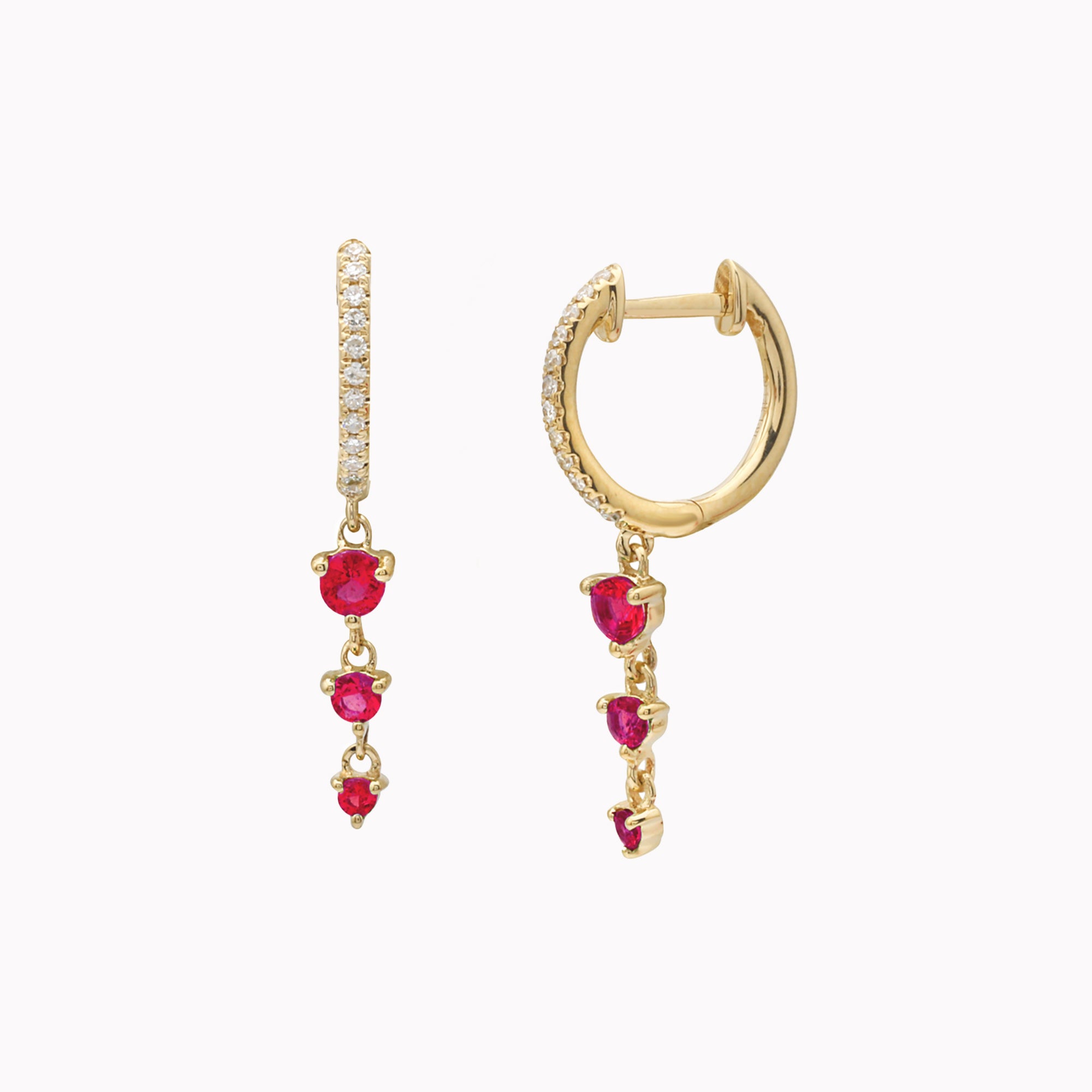 Ruby Dangle Diamond Huggies