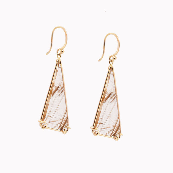 Rutilated Quartz Claw Prong Earrings