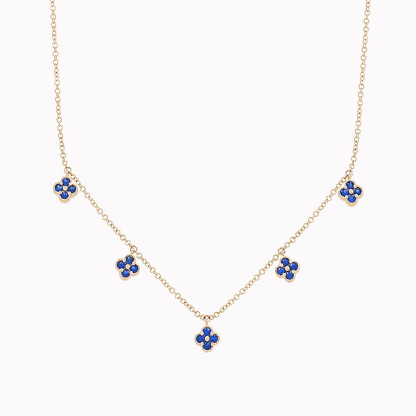 Stationary Sapphire Clover Necklace