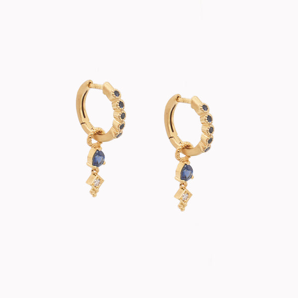 Sapphire & Diamond Charm Dangle Huggies