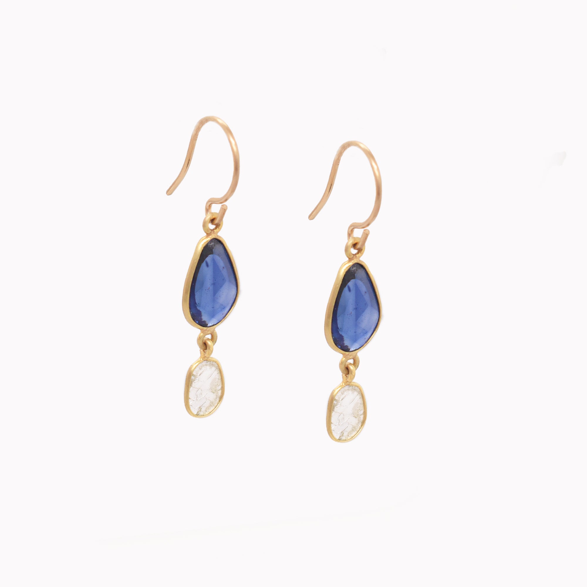 Sapphire & Diamond Slice Dangle Earrings