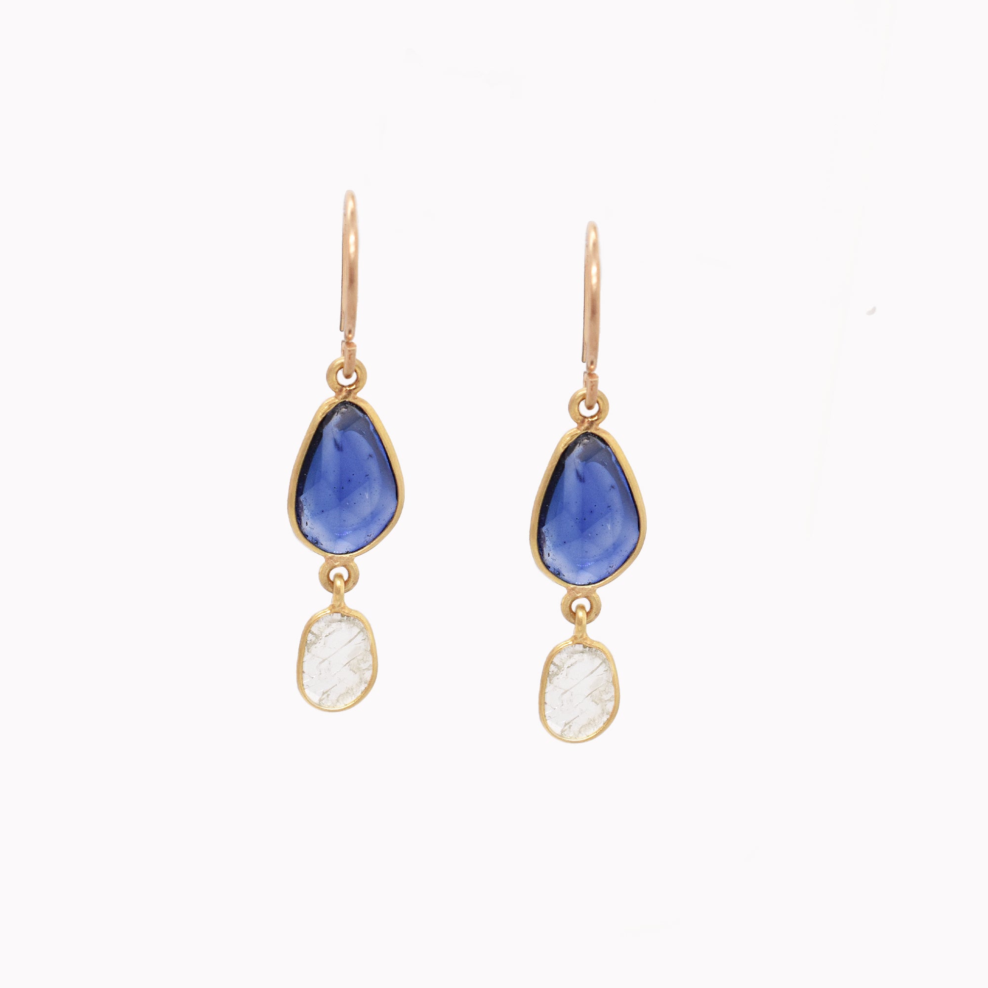 Sapphire & Diamond Slice Dangle Earrings