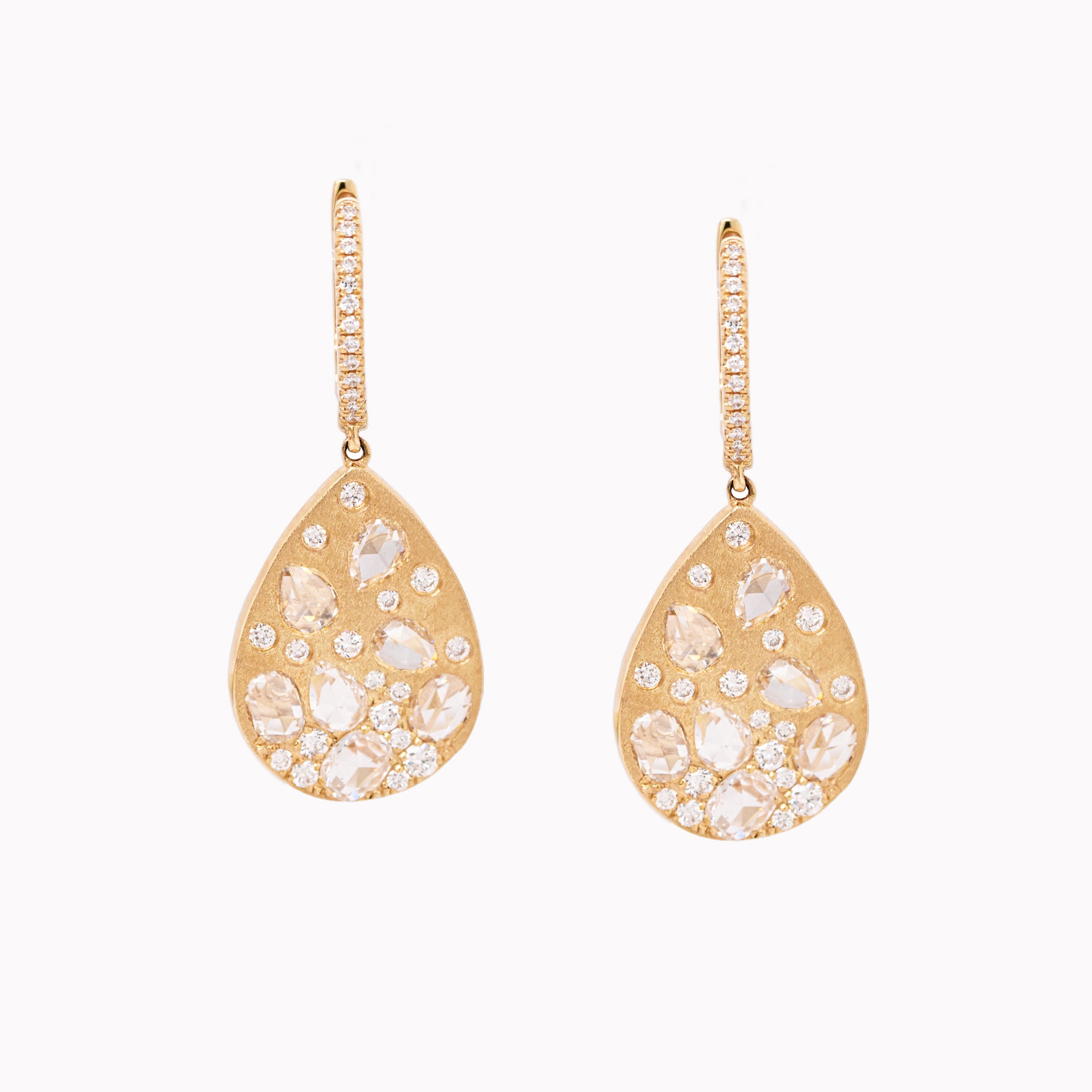 Scattered Rose-Cut Diamond Dangle Earrings
