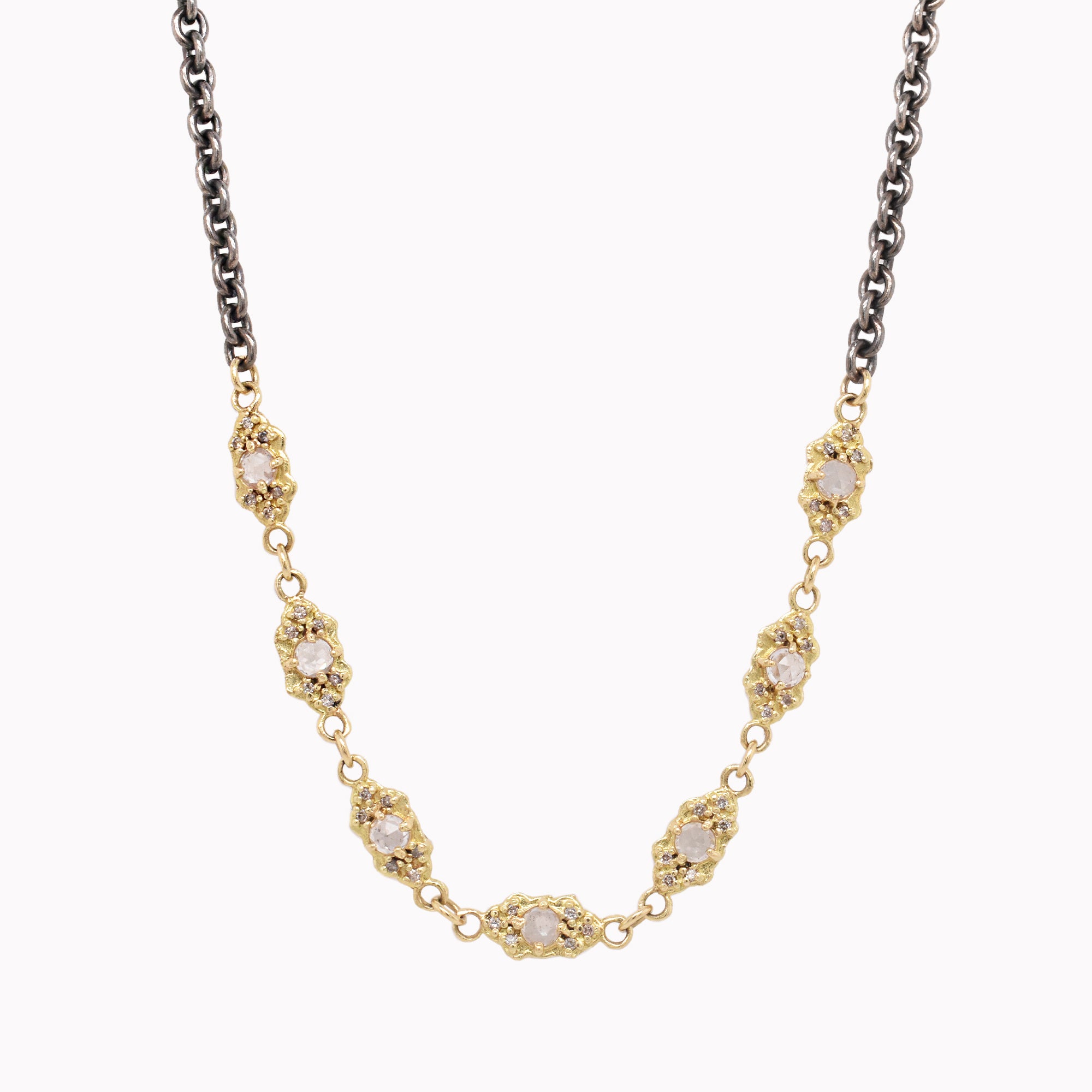 Scroll Station Champagne Diamond Necklace