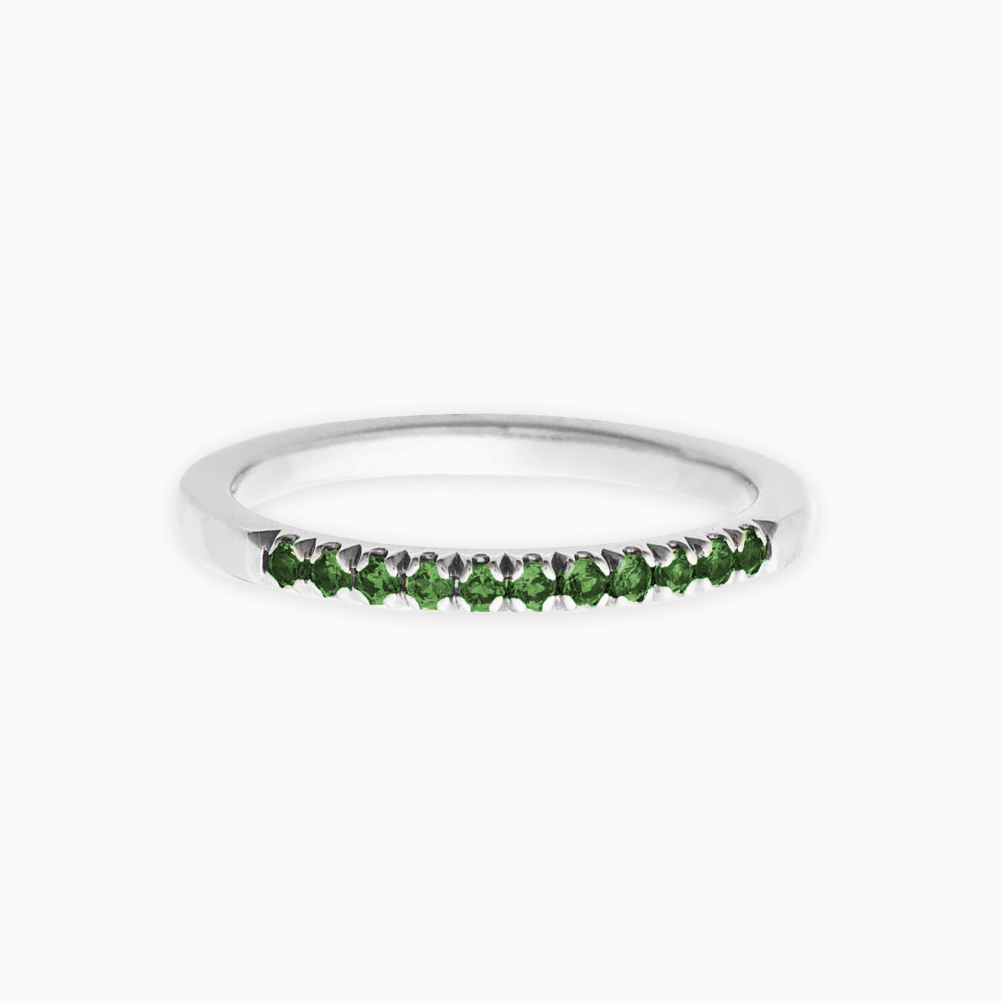 Silver Emerald Stack Ring