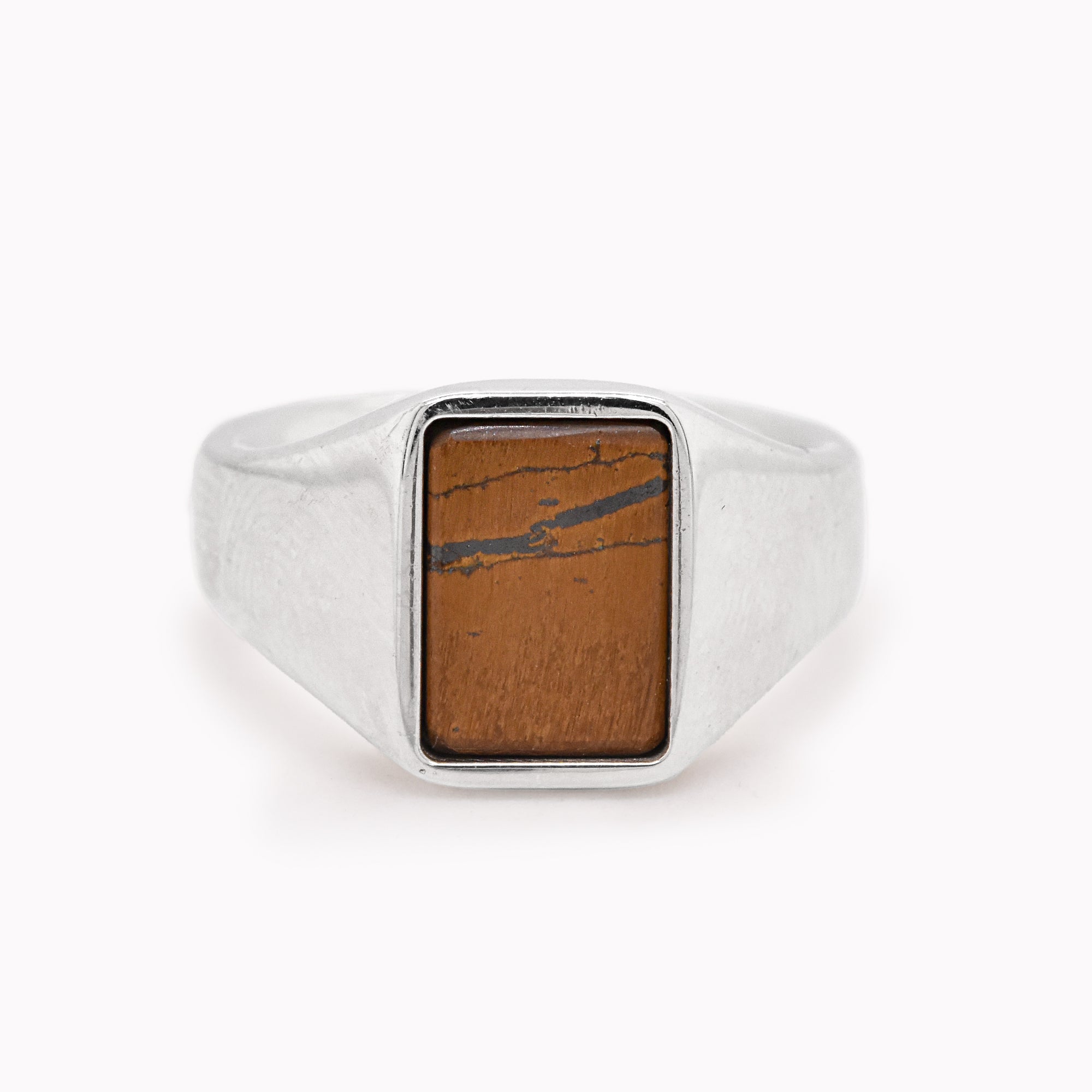 Silver Tigers Eye Signet Ring