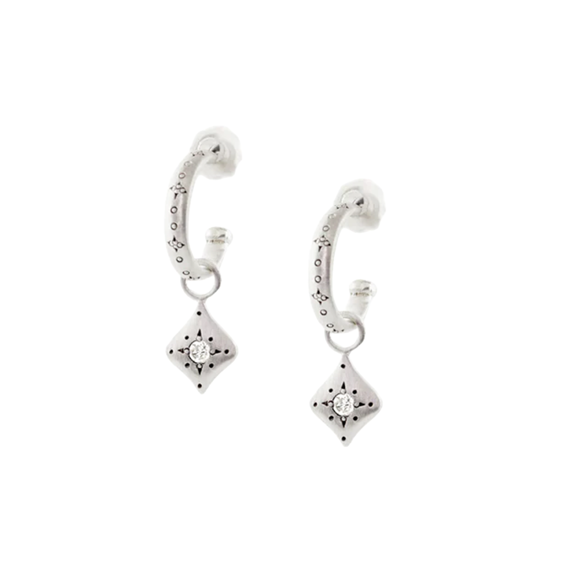 Silver Nights Charm Hoops