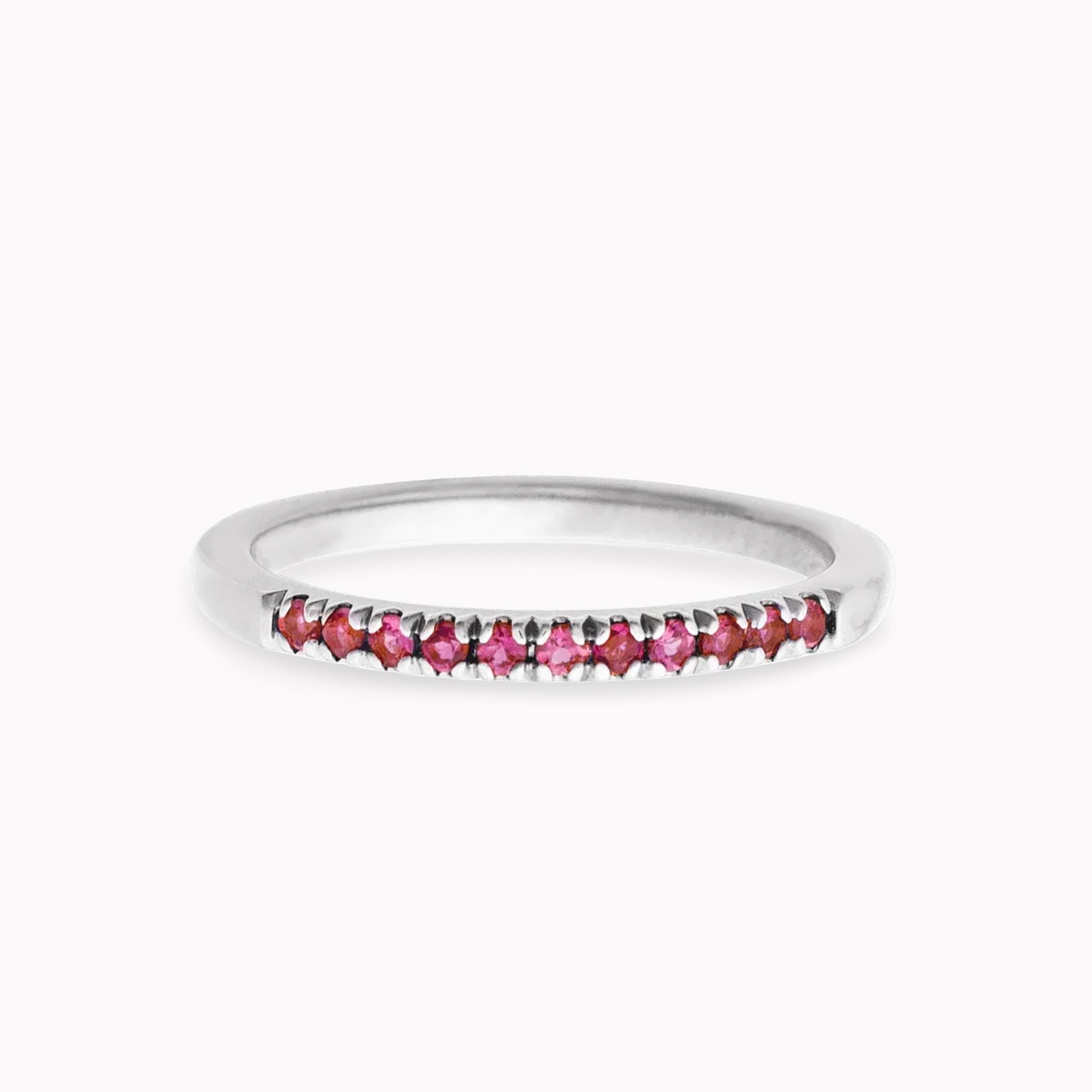 Silver Pink Tourmaline Stack Ring
