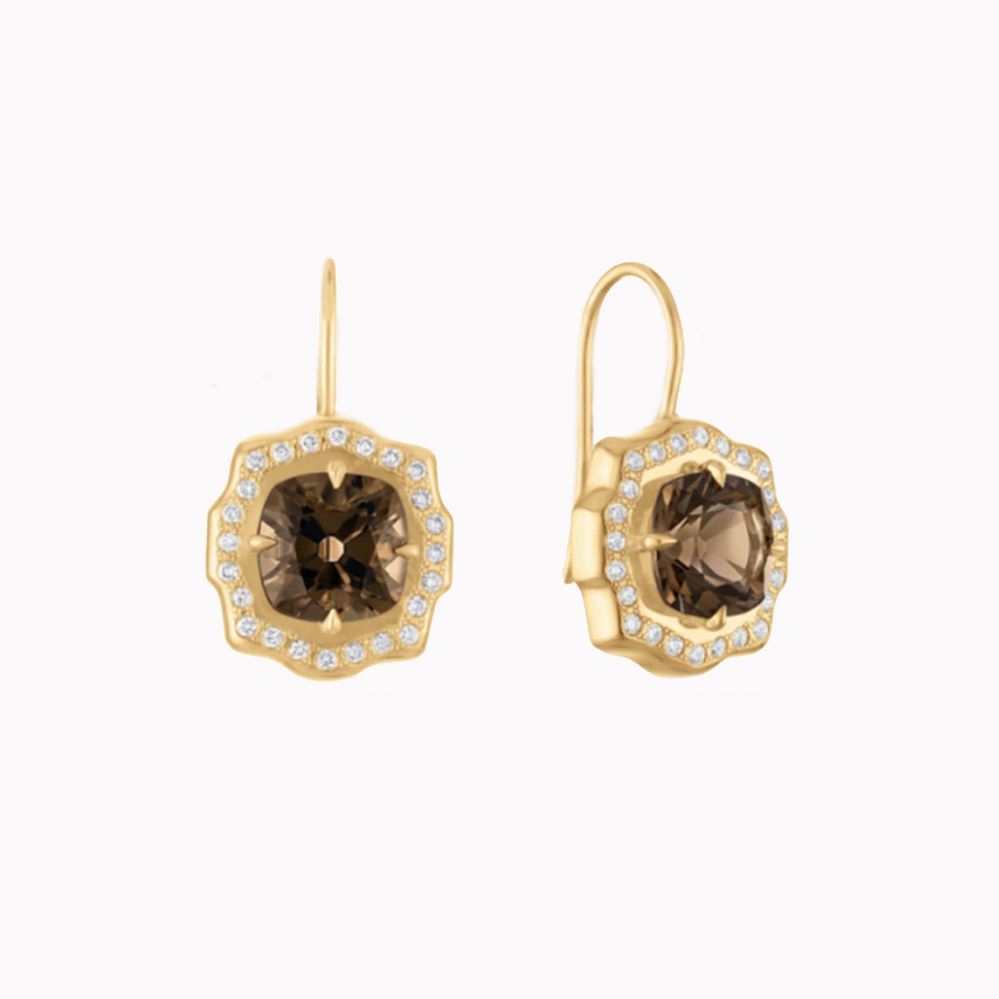 Smoky Quartz Buckle Earrings