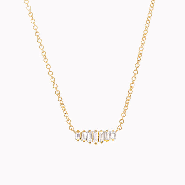 Deco Tapered Baguette Diamond Necklace