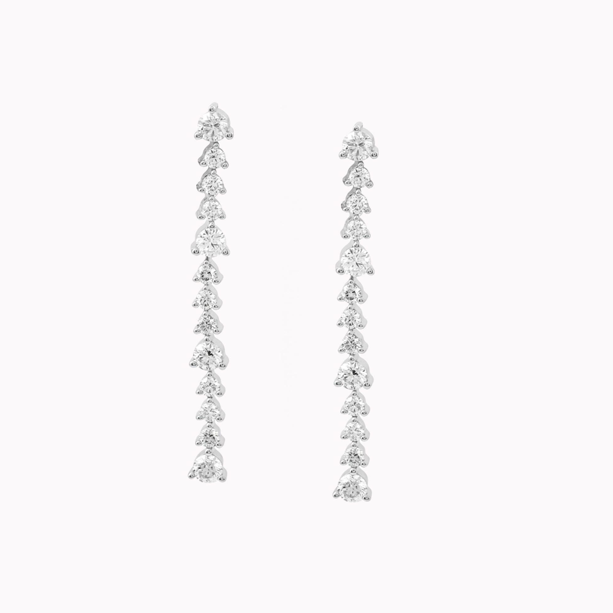 Three-Prong Diamond Drop Earrings