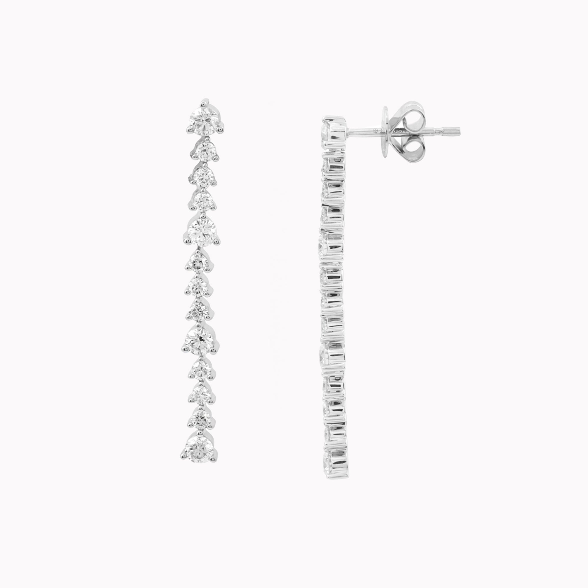 Three-Prong Diamond Drop Earrings