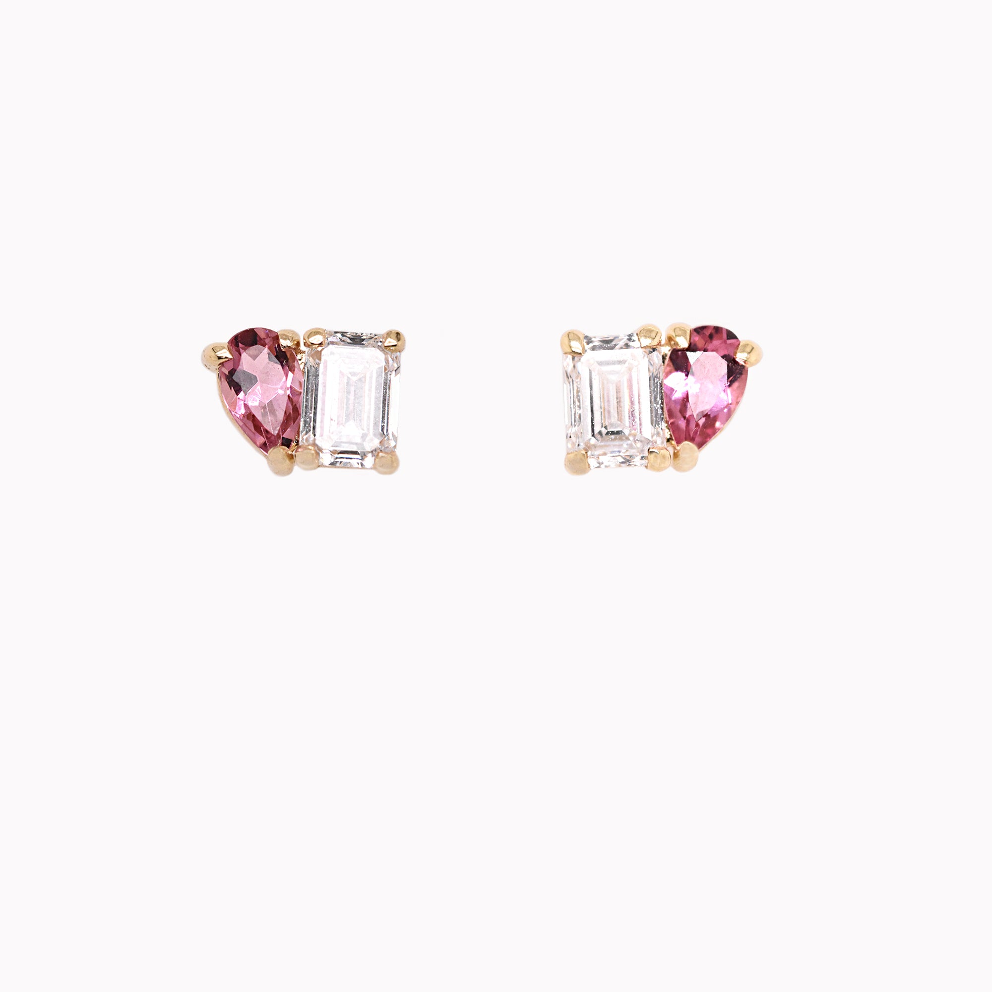 Toi Et Moi Pink Tourmaline & Diamond Studs