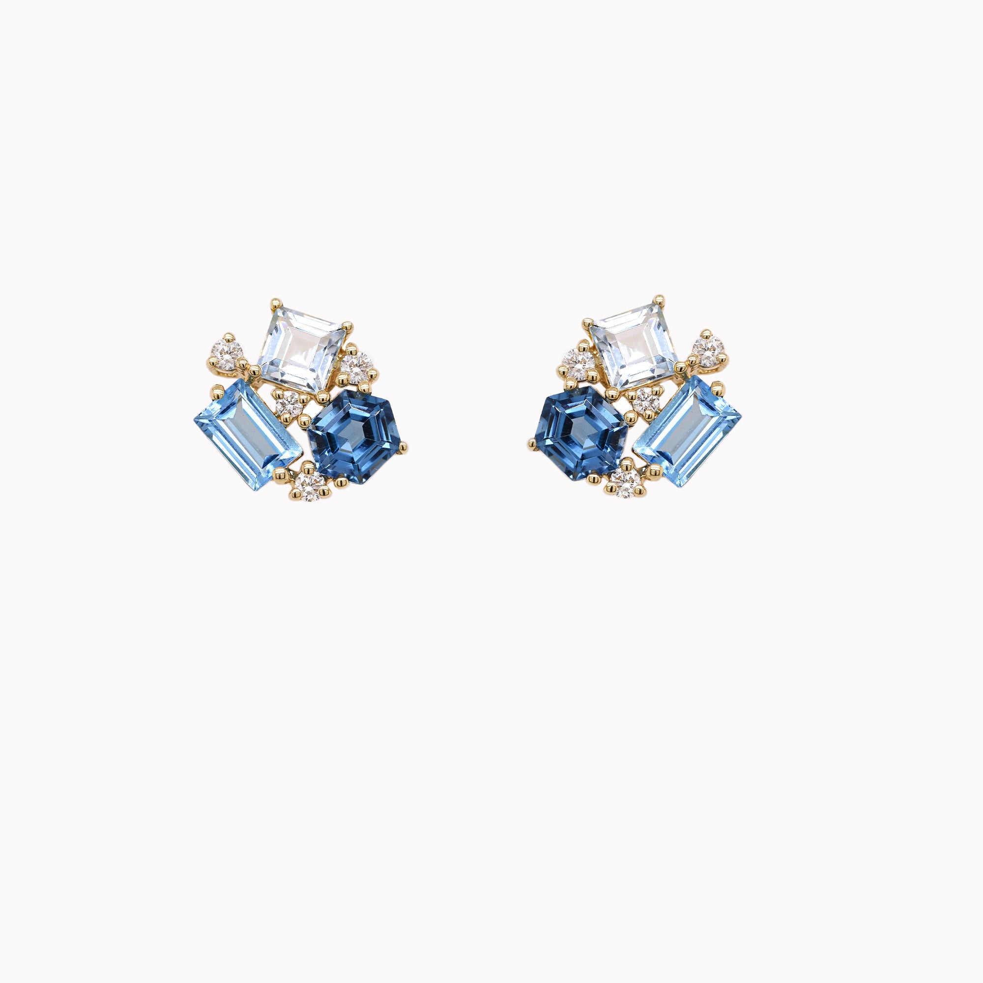 Topaz Cluster & Diamond Stud Earrings