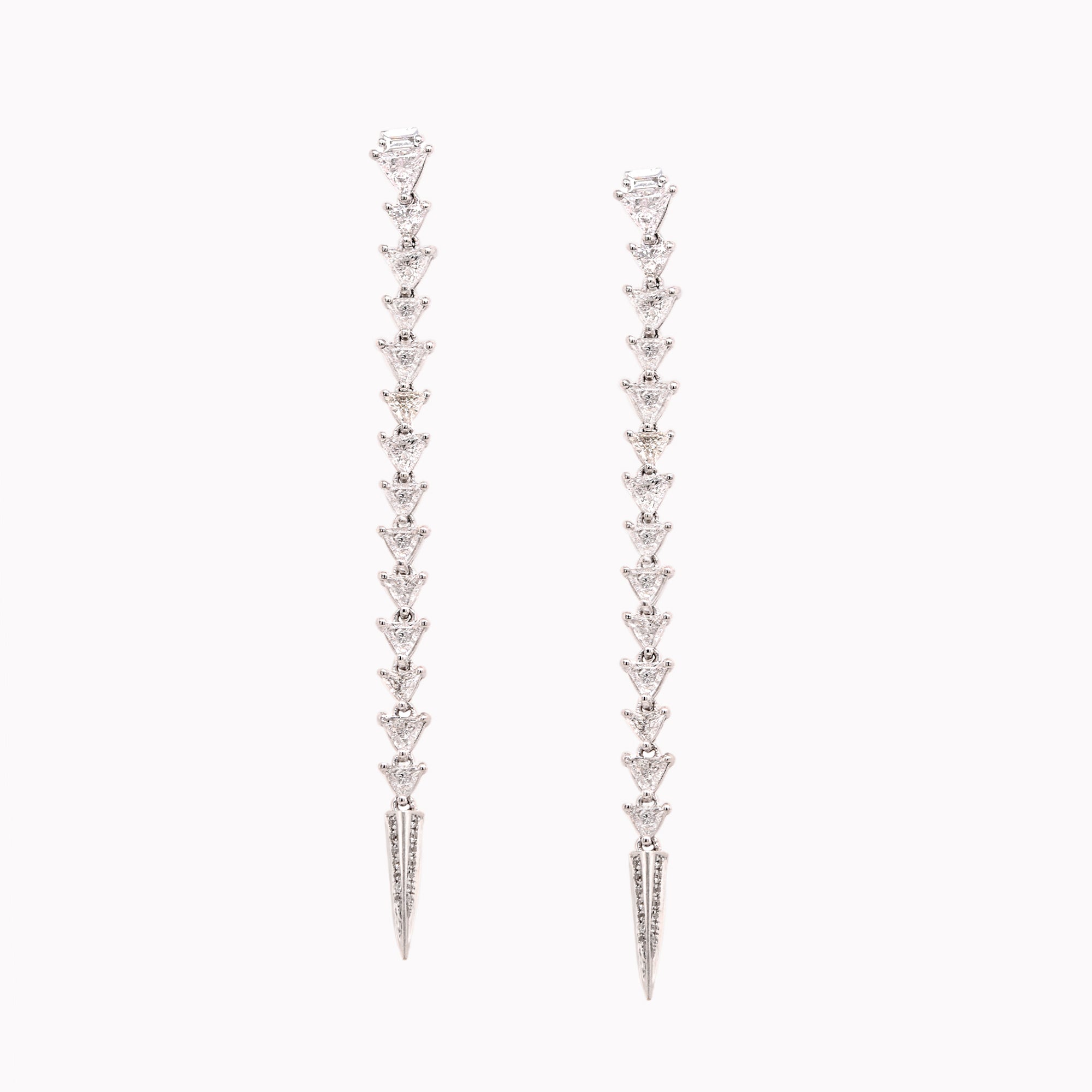 Trillion Diamond Spike Drop Earrings