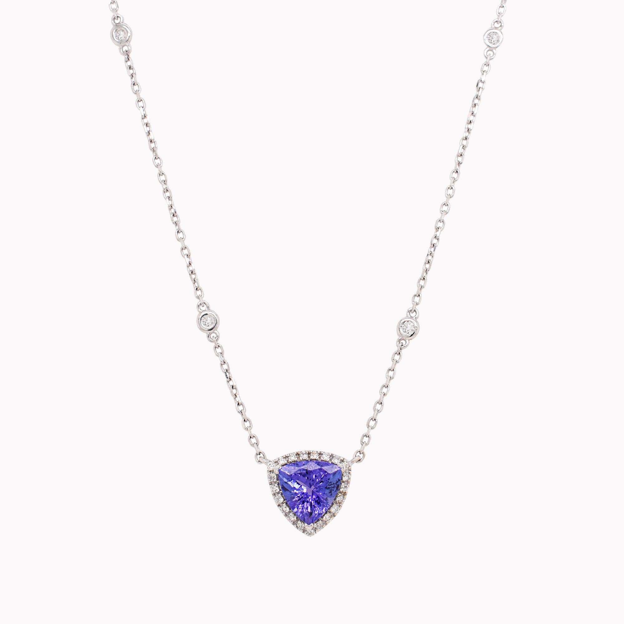 Trillion Tanzanite & Diamond Necklace
