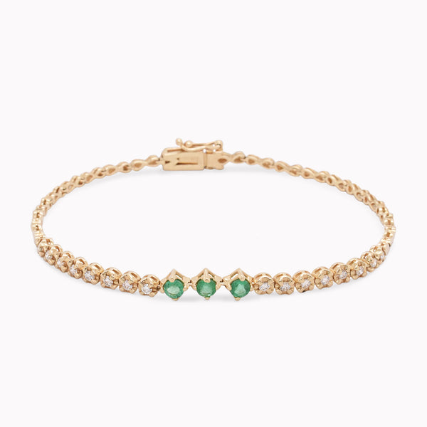 Trio Emerald & Diamond Segment Bracelet