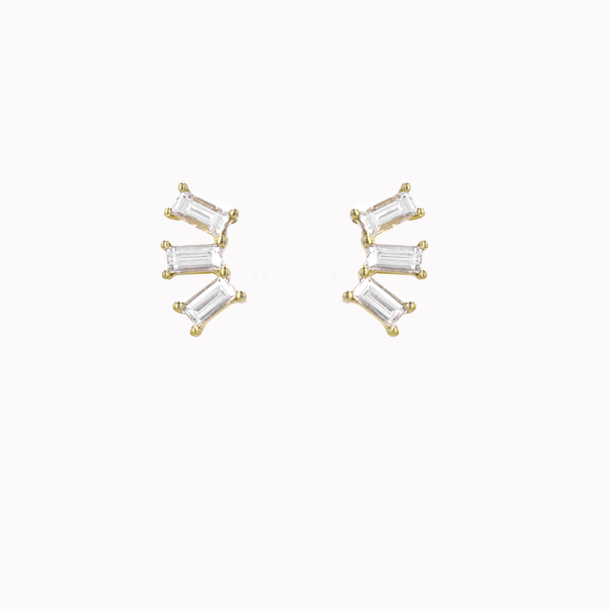 Triple Baguette Curved Studs