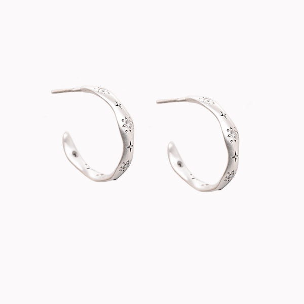 Wavy Diamond Hoops