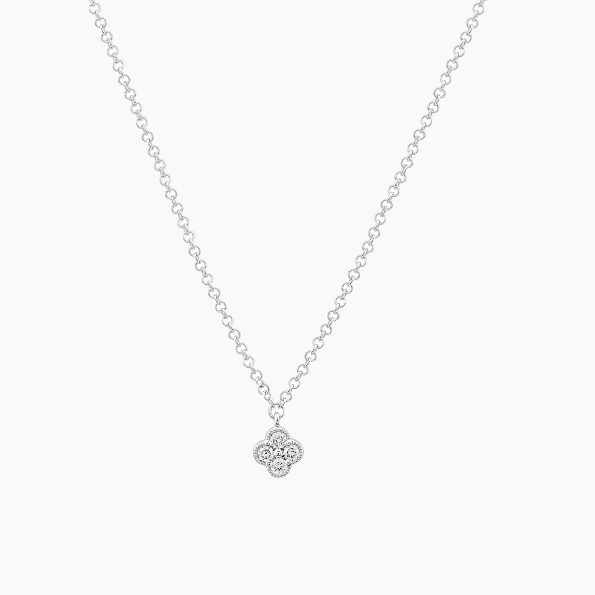 White Gold Diamond Clover Necklace