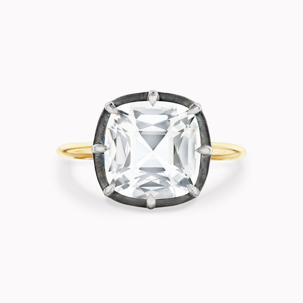 White Topaz Cushion Collet Solitaire Ring
