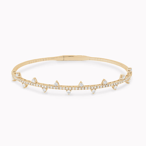 Yellow Gold Offset Diamond Riviere Bracelet