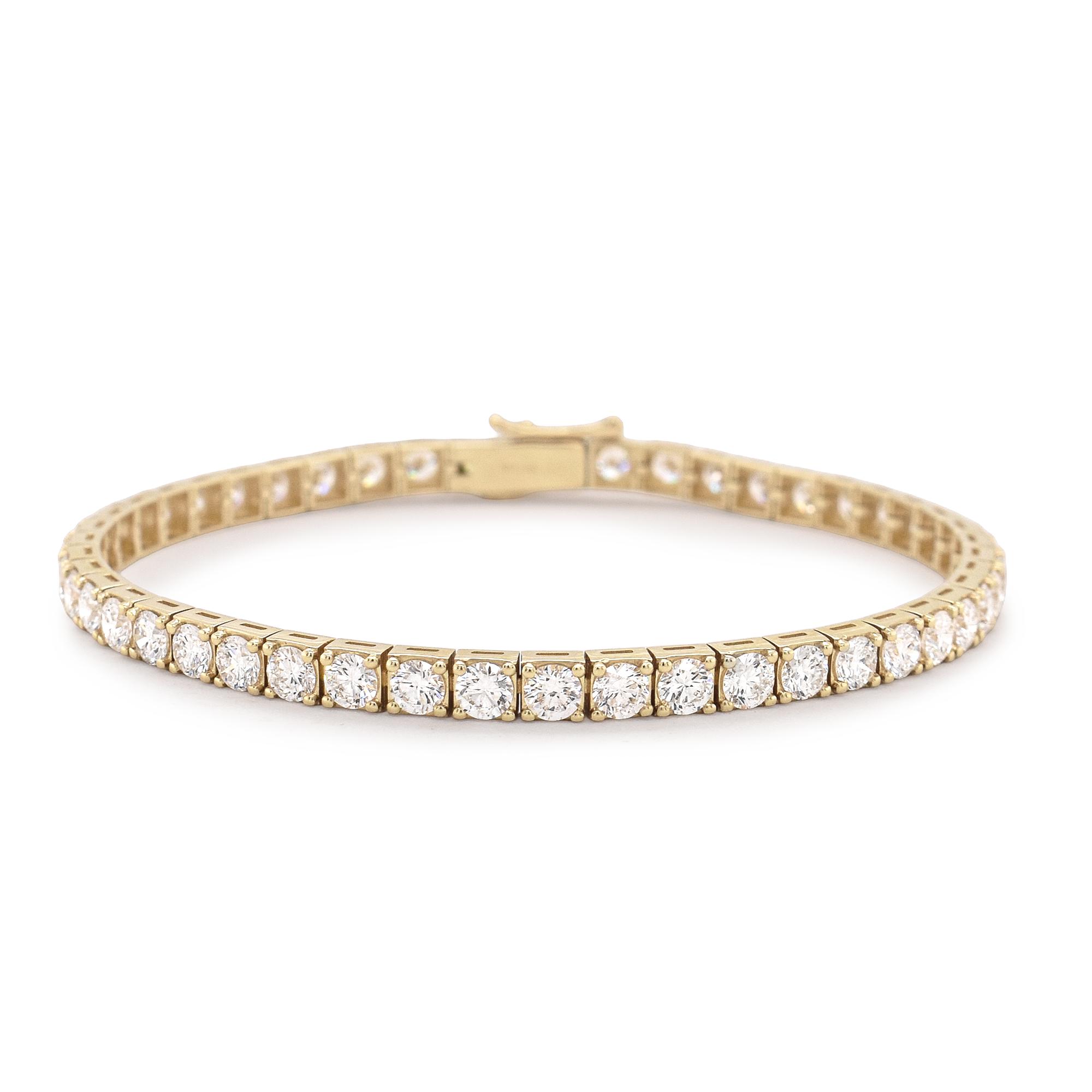 Lab-Grown Yellow Gold Diamond Tennis Bracelet 7.27ct