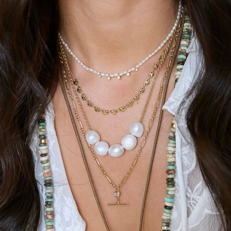 Emerald-Cut Diamond Paperclip & Rolo Chain Lariat Necklace