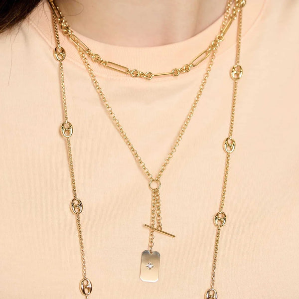 Large Mixed Paperclip & Rolo Chain Necklace