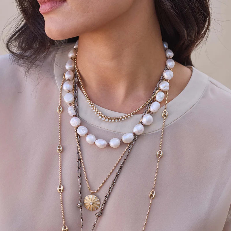 Baroque Pearl Knotted Cord Necklace