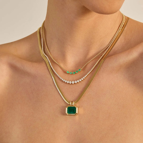 5 Pear Emerald Box Chain Necklace