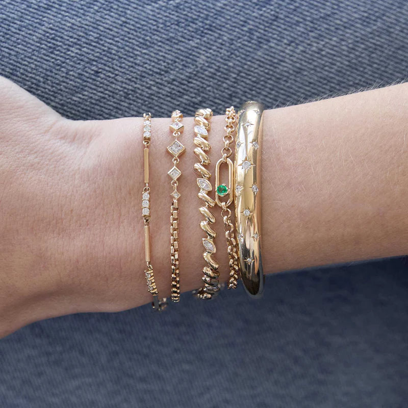 Emerald Paperclip Link Rolo Chain Bracelet