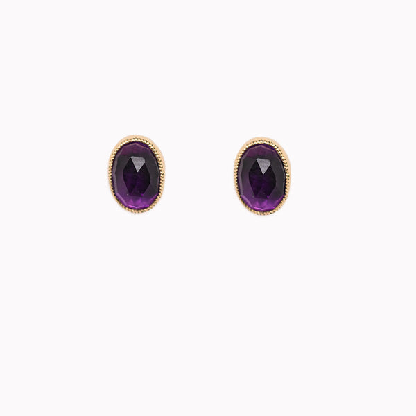 Oval Amethyst Studs
