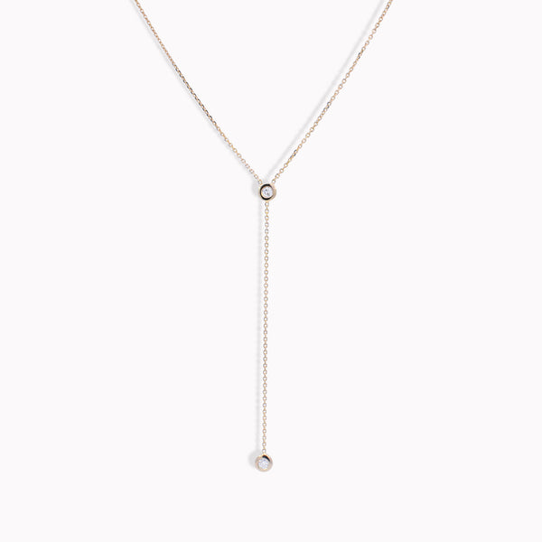 Bezel Set Diamond Lariat Necklace