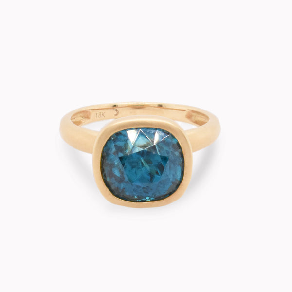Blue Zircon Bezel Ring