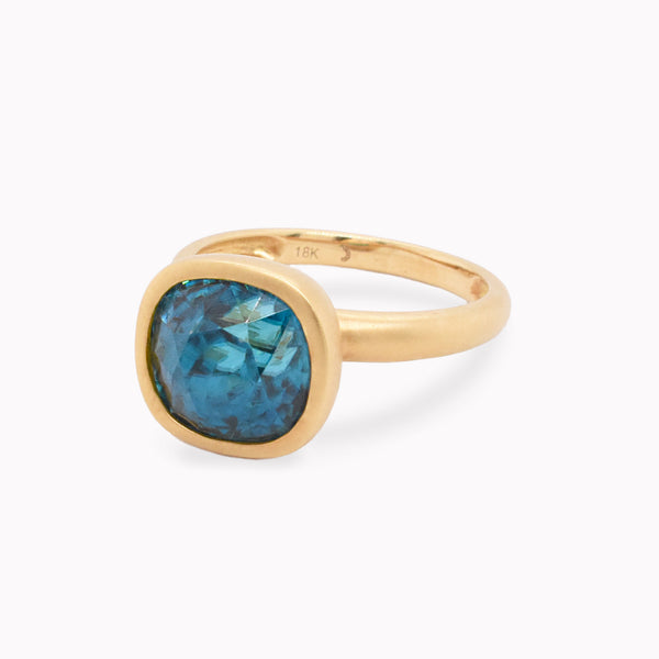 Blue Zircon Bezel Ring