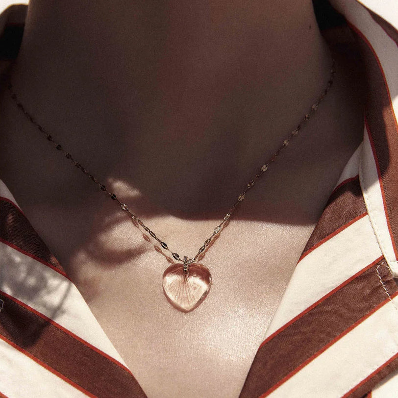 Gabin Engraved Crystal Heart Pendant Necklace