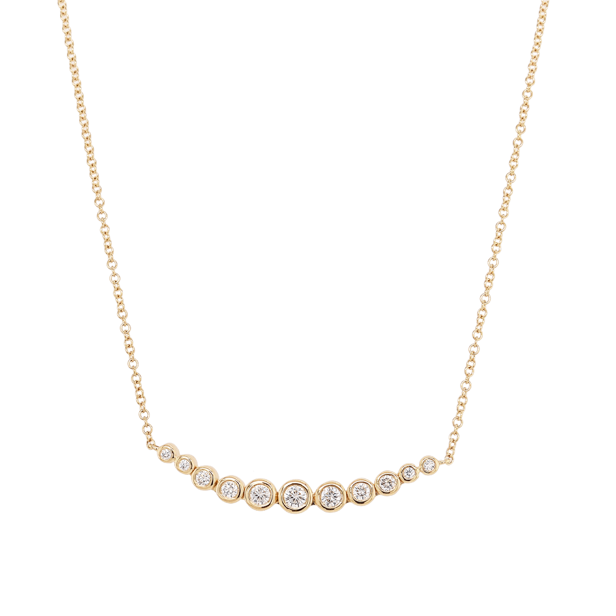 Graduated 11 Bezel Diamond Necklace