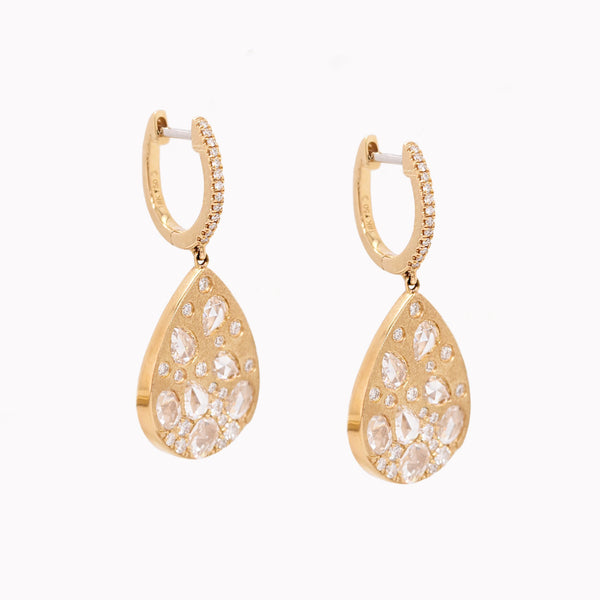 Scattered Rose-Cut Diamond Dangle Earrings