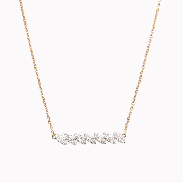 Diamond Leaf Bar Necklace