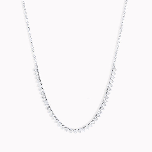 White Gold Prong Diamond Tennis Necklace