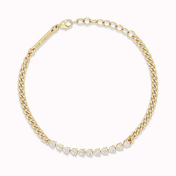 Diamond Tennis Segment Curb Chain Bracelet