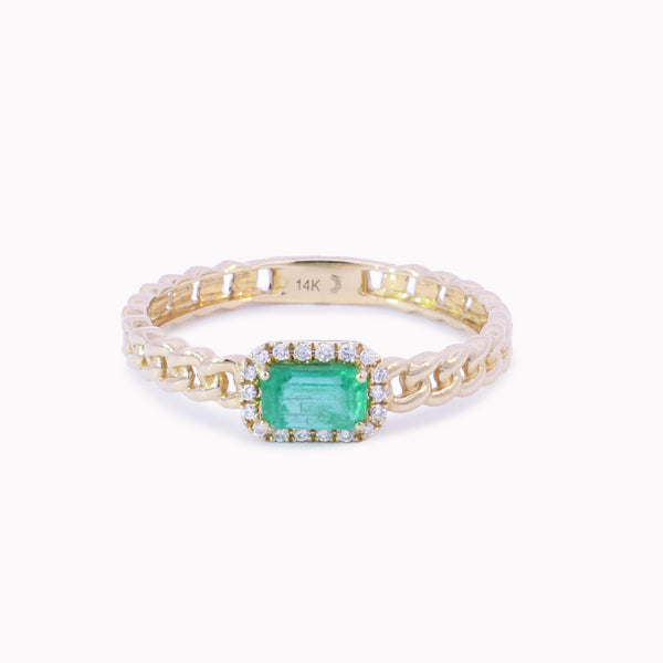 Emerald Halo Link Ring